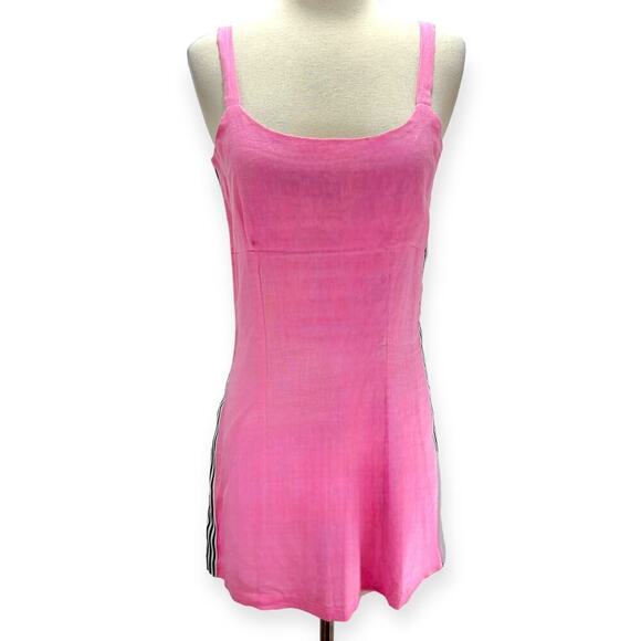 Holiday The Label NWT Pink Maldives Y2K 90s Vibe Dress Woven Sheath Stripe S - Picture 2 of 7